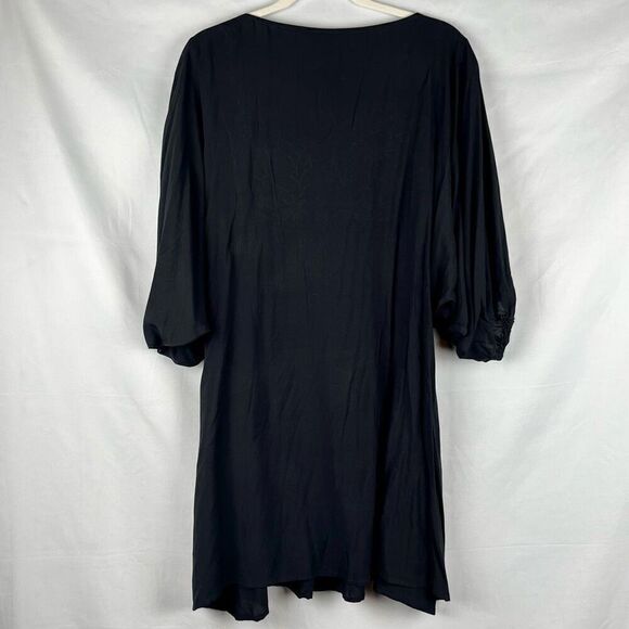 NWT Futurino Black Bohemian Crew Neck Shift Dress Large - Picture 5 of 11